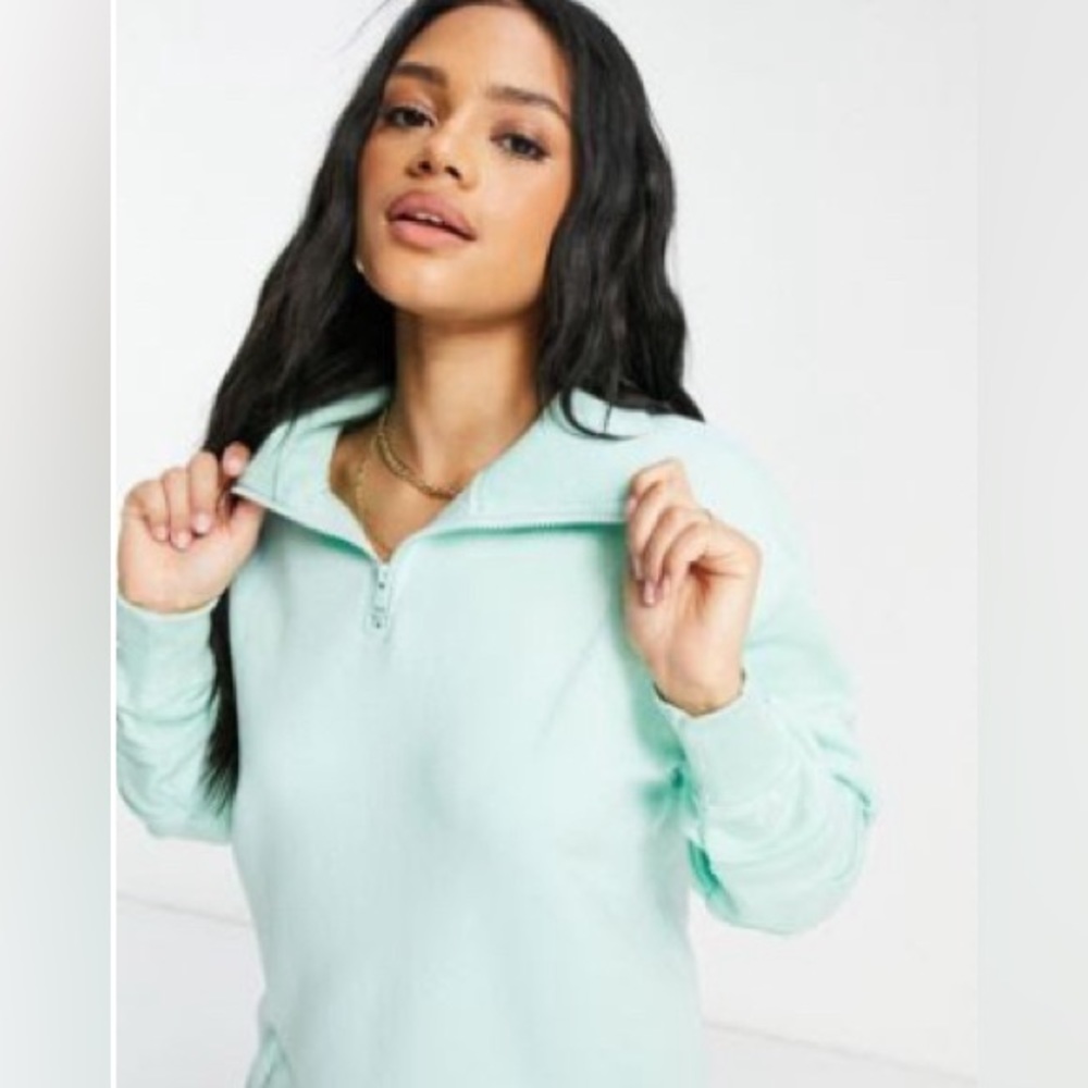 Threadbare Half-zip mint sweatshirt dress